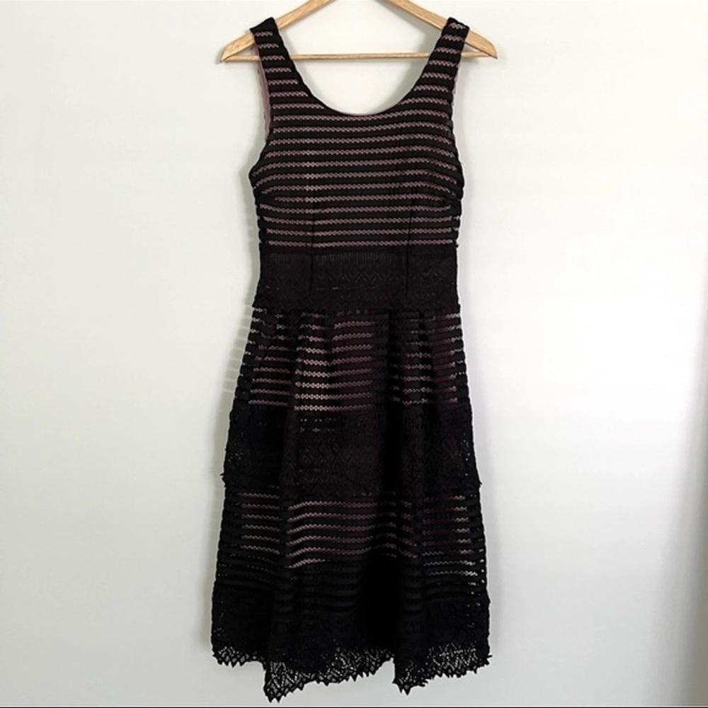 Gianni Bini Tracie Midi Cocktail Dress Lace/Mesh Overlay, Size M